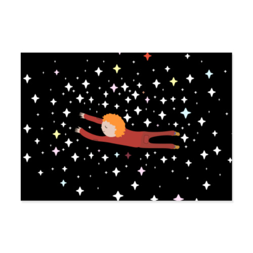 Виниловые наклейки с принтом Малыш и космос