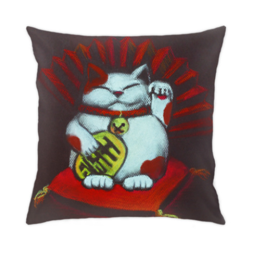 Подушка с принтом Манеки неко (Maneki neko)