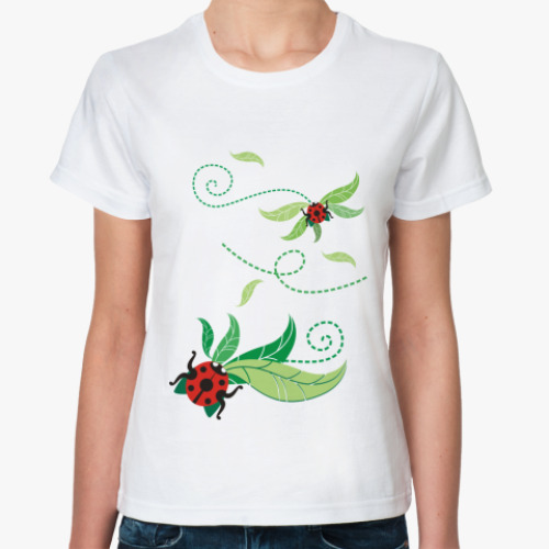 Классическая футболка с принтом  'Божья коровка'