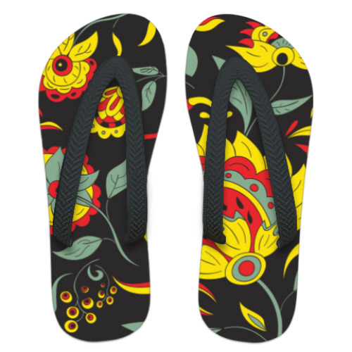 Шлепанцы (сланцы) с принтом Цветочный орнамент