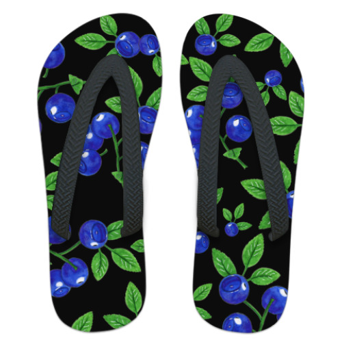 Шлепанцы (сланцы) с принтом "Черничная ночь"