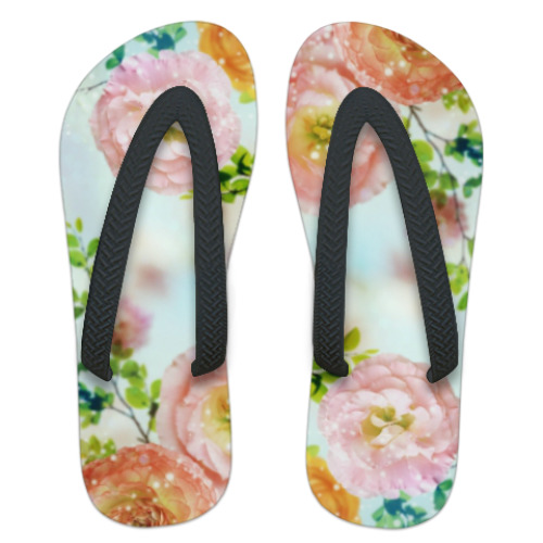 Шлепанцы (сланцы) с принтом Цветочный принт