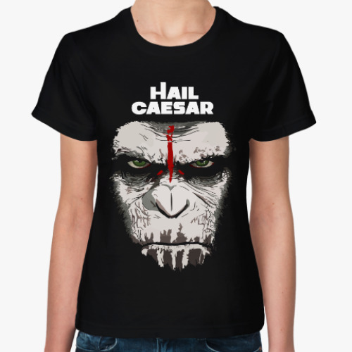 Женская футболка с принтом Цезарь (Планета Обезьян)