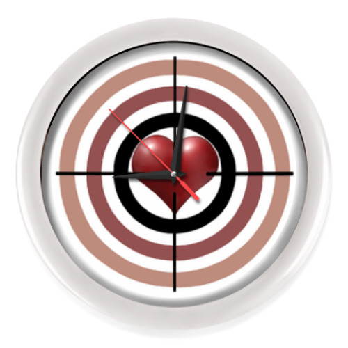 Настенные часы с принтом Сердце под прицелом