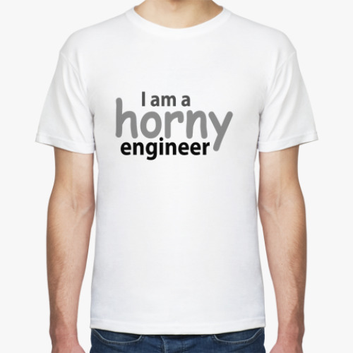 Футболка с принтом  'horny engineer'