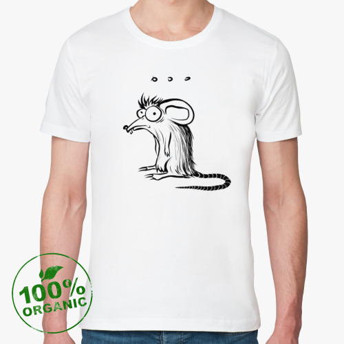 Футболка из органик-хлопка с принтом Смешная мышь (крыса). Funny rat (mouse)