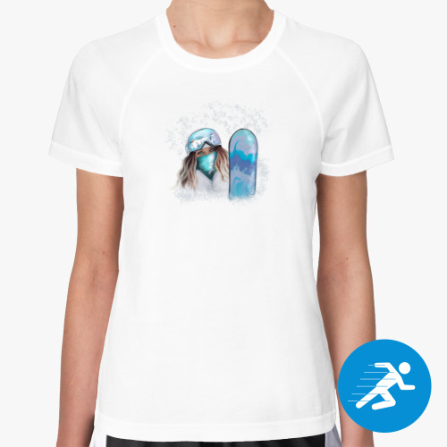 Женская спортивная футболка с принтом Сноуборд