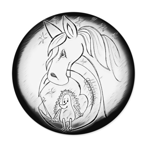 Виниловые наклейки с принтом Ежик на луне и лошадка в туман