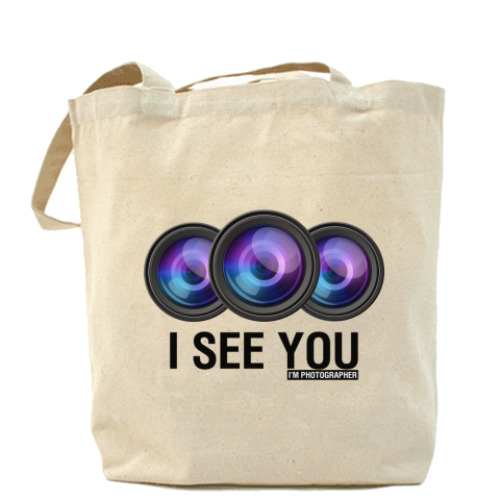 Сумка шоппер с принтом I see you. i'm photographer