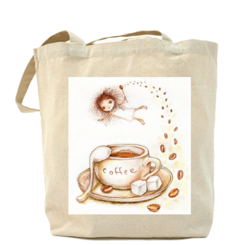 Сумка шоппер с принтом Кофейная фея