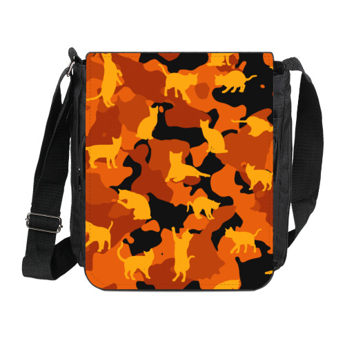 Сумка на плечо (мини-планшет) с принтом Коты на камуфляже