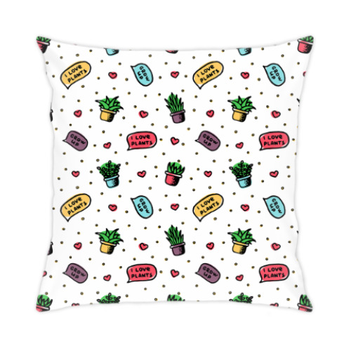 Подушка с принтом Plants