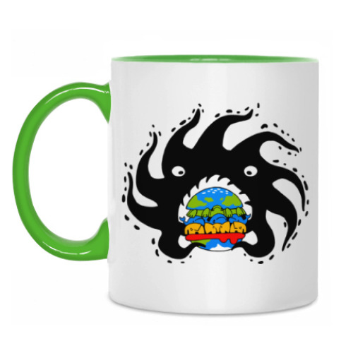 Кружка с принтом Black hole eating a globurger