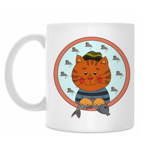 Кружка с принтом Кот рыболов