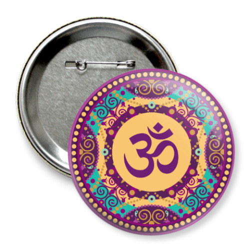 Значок 75мм с принтом ом