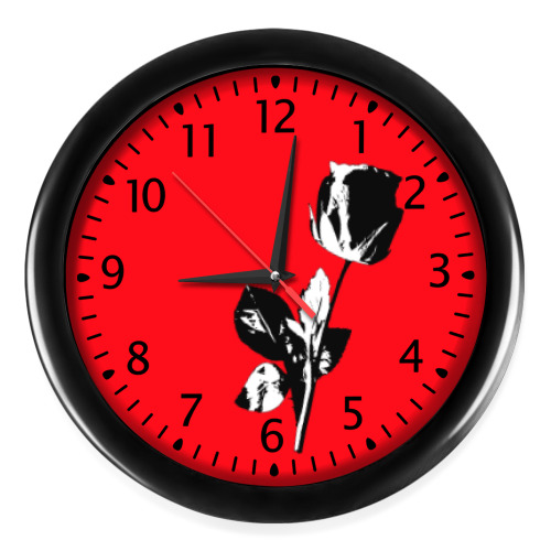 Настенные часы с принтом Черно-белая роза