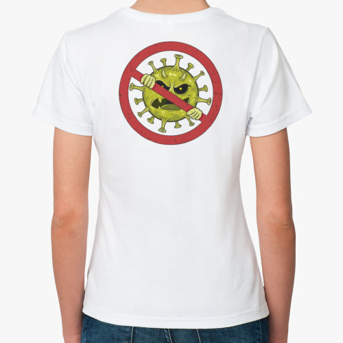 Классическая футболка с принтом STOP VIRUS