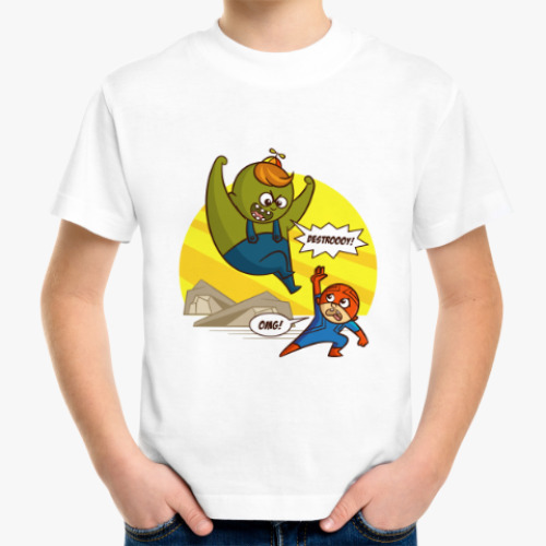 Детская футболка с принтом SUPERHERO BATTLE