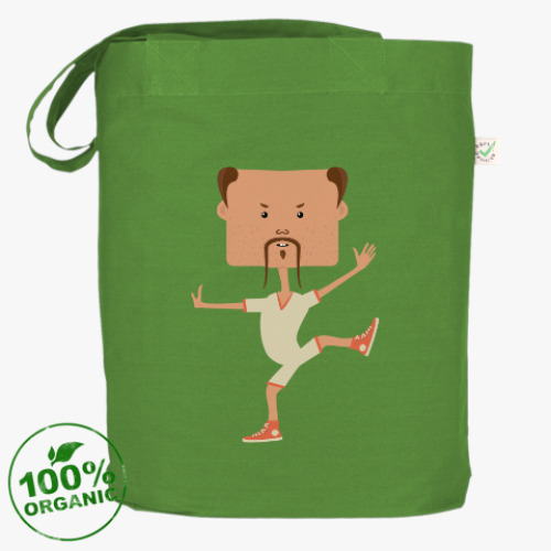 Сумка шоппер с принтом Смешной нарисованный каратист