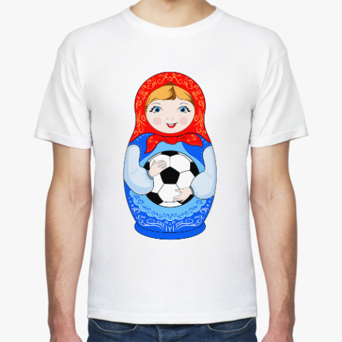 Футболка с принтом ЧМ 2018, матрёшка футболист