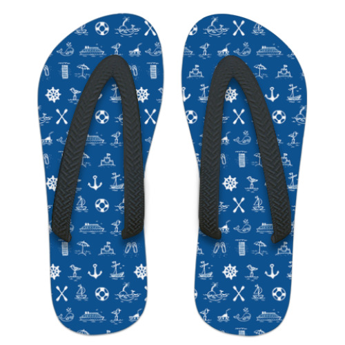 Шлепанцы (сланцы) с принтом Морские каникулы