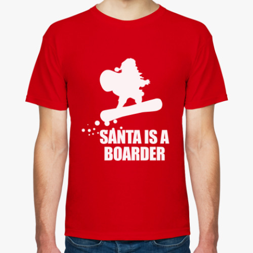 Футболка с принтом Santa is a boarder!
