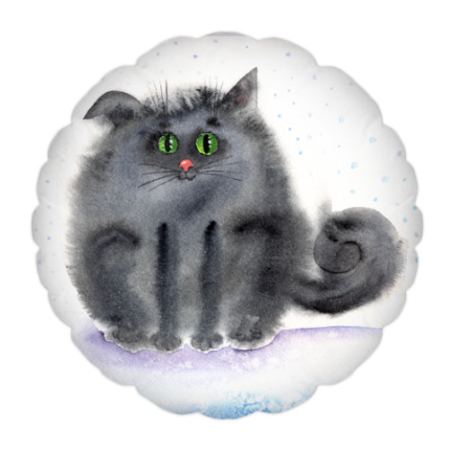 Подушка с принтом акварельные пушистые коты