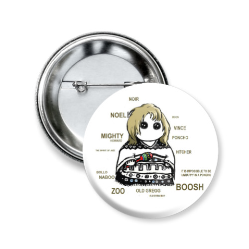 Значок 50мм с принтом Noel Fielding ( Mighty Boosh )