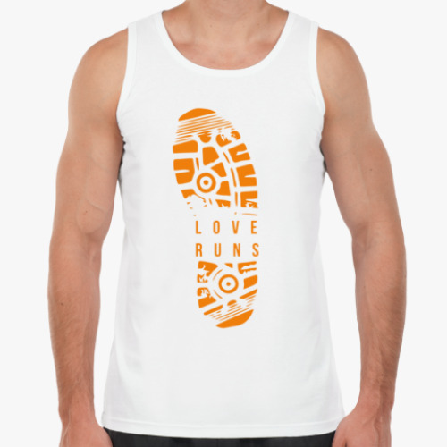 Майка с принтом Love runs (orange)