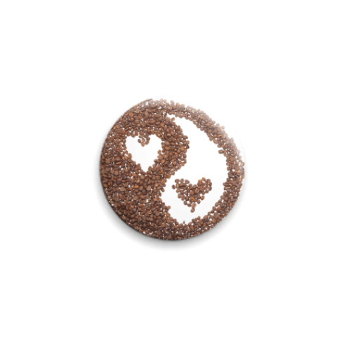 Значок 25мм с принтом Инь-янь из кофе
