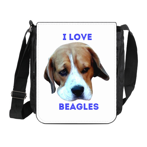 Сумка на плечо (мини-планшет) с принтом Грустный бигль