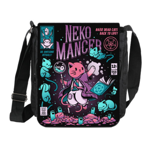 Сумка на плечо (мини-планшет) с принтом Nekomancer - Magic Neko | Магический котик