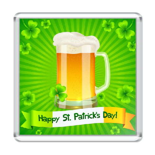 Магнит с принтом Пинта пива ко Дню Св. Патрика