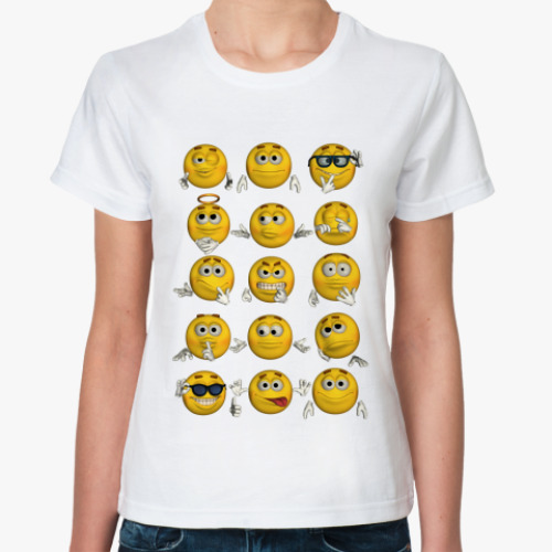 Классическая футболка с принтом   Смайлики