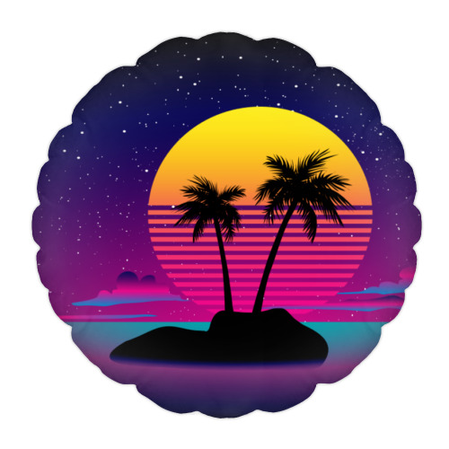 Подушка с принтом Закат в Майами в стиле ретро