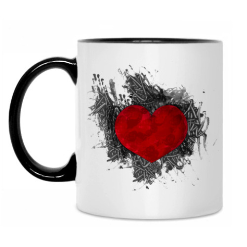 Кружка с принтом Сердце в краске