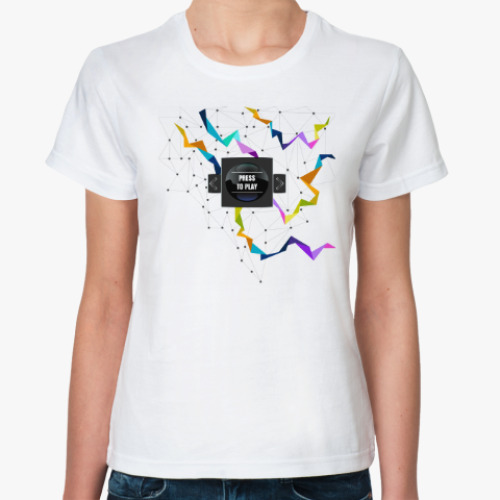 Классическая футболка с принтом Press to play