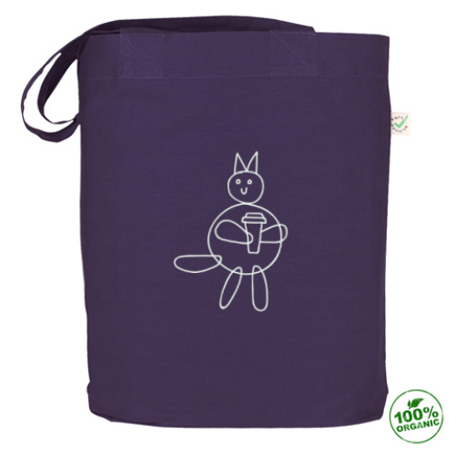 Сумка шоппер с принтом Кот с кофе