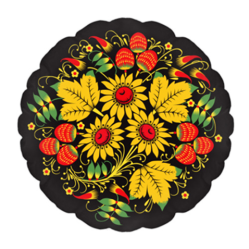 Подушка с принтом Русская роспись хохлома