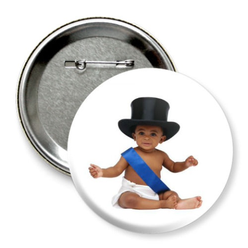 Значок 75мм с принтом Малыш негр.