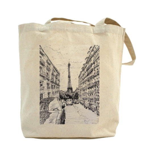 Сумка шоппер с принтом Париж, Эйфелева башня