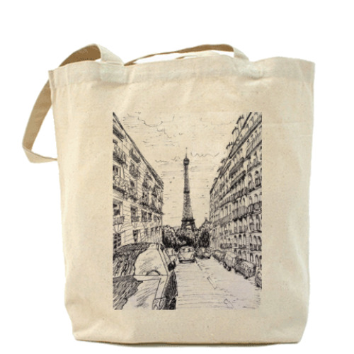Сумка шоппер с принтом Париж, Эйфелева башня