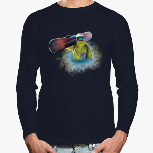 Лонгслив с принтом Сноубордист