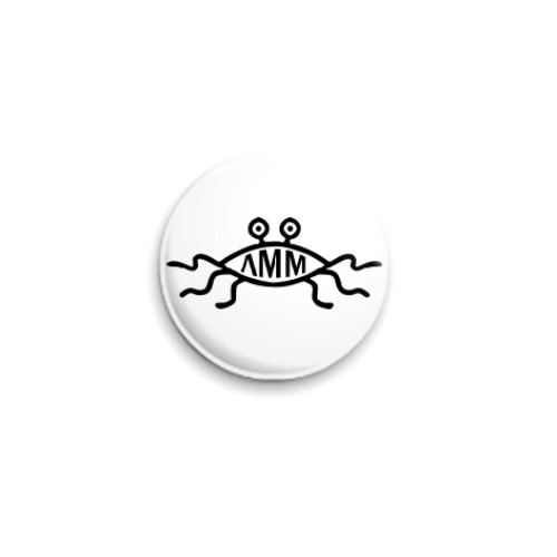 Значок 25мм с принтом Летающий макаронный монстр ЛММ