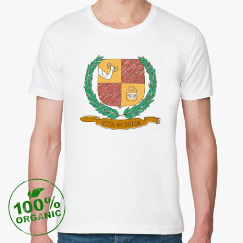 Футболка из органик-хлопка с принтом Жизнь — это боль. (Латынь)