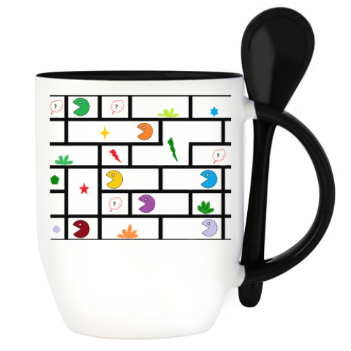 Кружка с ложкой с принтом Лабиринт