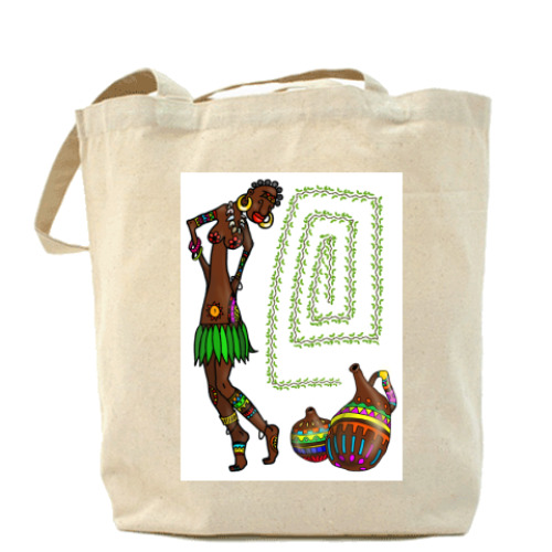 Сумка шоппер с принтом Африканка