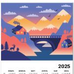 Дом, олень и горы