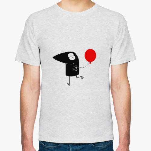 Футболка с принтом Воронёнок с воздушным шаром