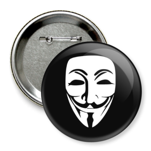 Значок 75мм с принтом вендетта, анонимус, Гай Фокс